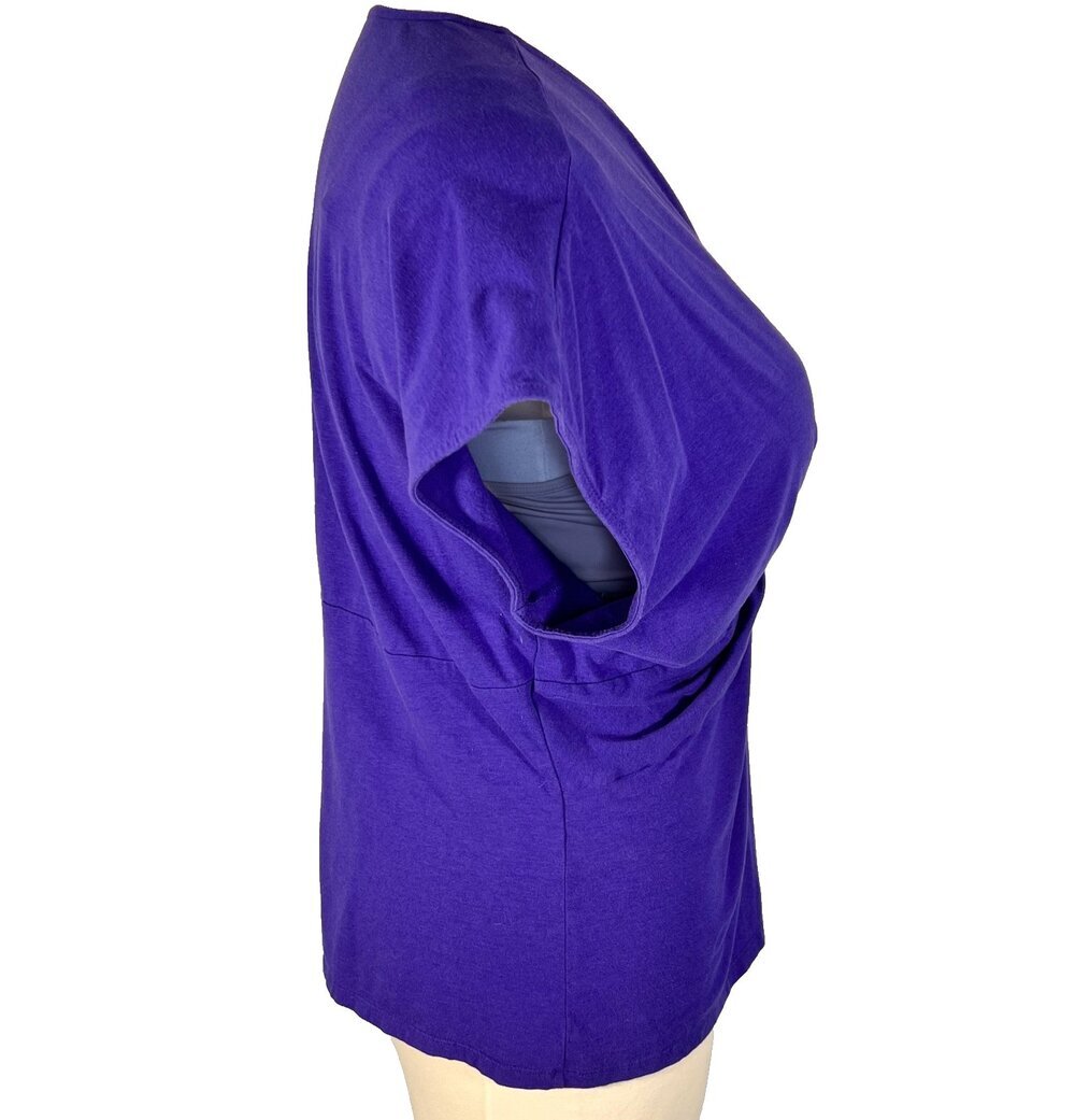Ava & Viv Blouse Womens 2X Purple Twist Front V-Neck Cap Sleeve Cotton Modal - Picture 4 of 12